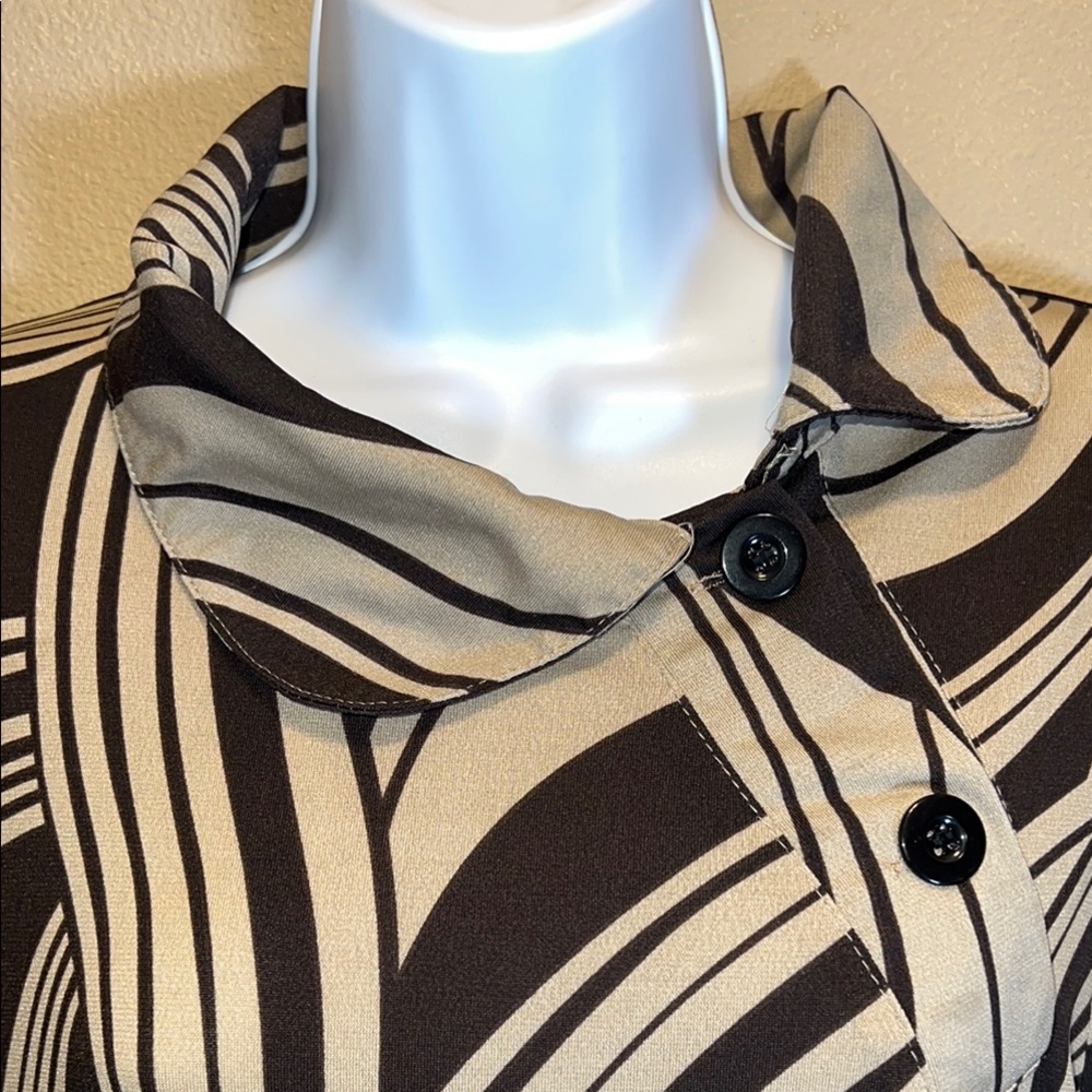 R & B Collection Women’s Stylish Brown and Beige Swirl Tunic/Dress SZ XL - Picture 4 of 12